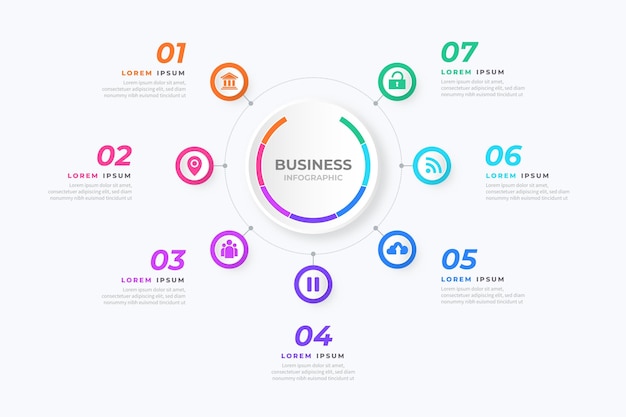 Modello di infografica diagramma circolare piatto Flat