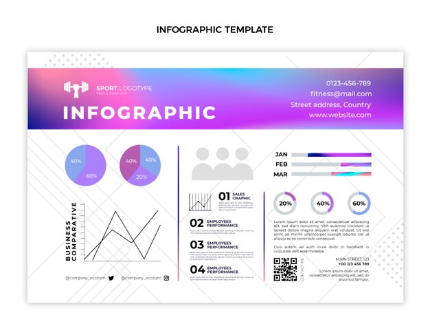 Modello di infografica fitness gradiente