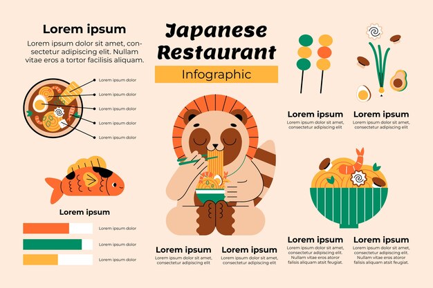 Modello di infografica ristorante giapponese piatto