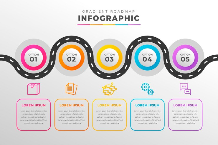 Vettore gratuito modello di infografica tabella di marcia gradiente