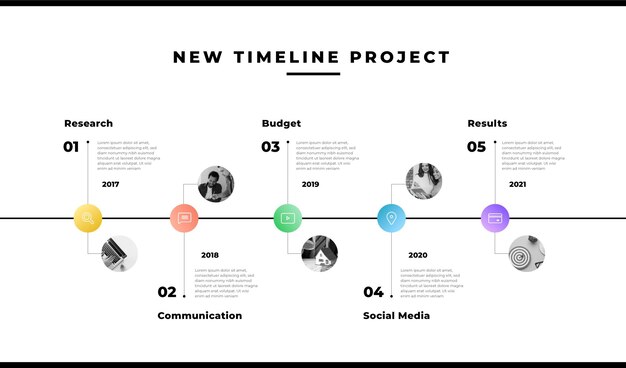Modello di infografica timeline gradiente