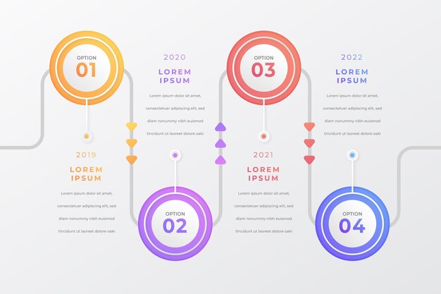 Modello di infografica timeline gradiente