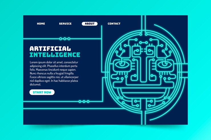 Vettore gratuito modello di intelligenza artificiale della pagina di destinazione