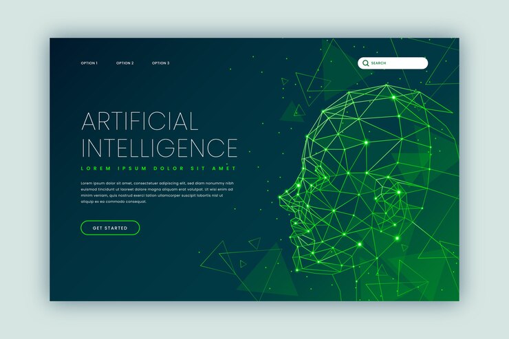Vettore gratuito modello di intelligenza artificiale della pagina di destinazione