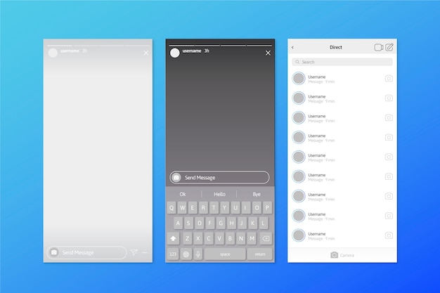 Modello di interfaccia storie Instagram