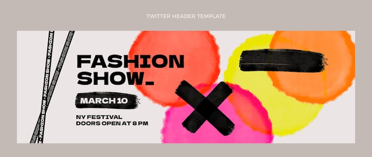Vettore gratuito modello di intestazione di twitter della sfilata di moda di design piatto