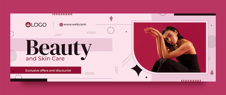 Vettore gratuito modello di intestazione di twitter per la bellezza e la cura delle donne