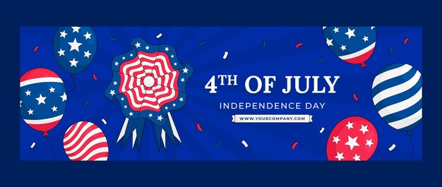 Modello di intestazione di Twitter per la celebrazione del 4 luglio americano
