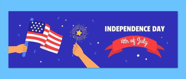 Modello di intestazione di Twitter per la celebrazione del 4 luglio americano