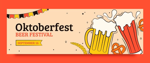 Modello di intestazione di Twitter per la celebrazione del festival della birra dell'oktoberfest