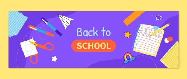 Modello di intestazione twitter flat back to school