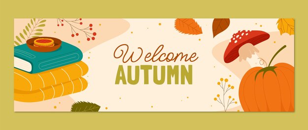 Modello di intestazione twitter piatto per la celebrazione dell'autunno