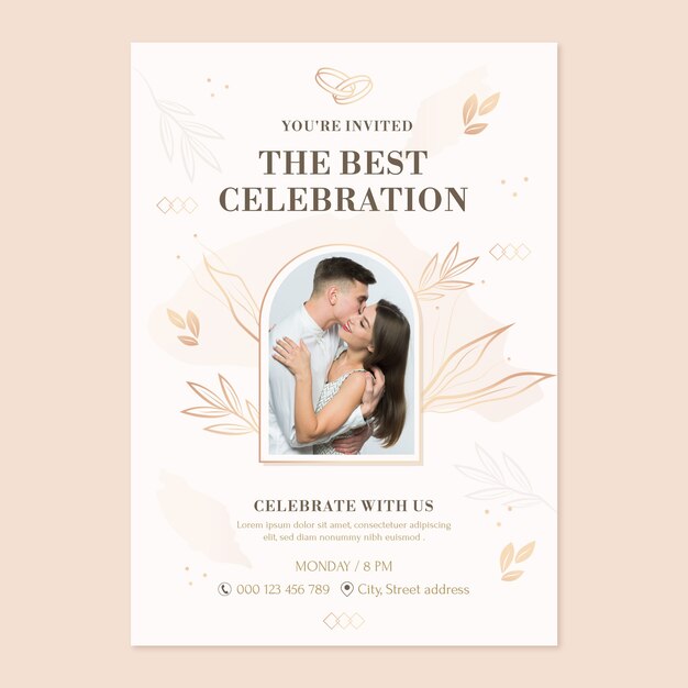Modello di invito a matrimonio e matrimonio