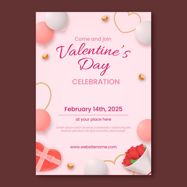 Modello di invito all'evento di celebrazione di San Valentino