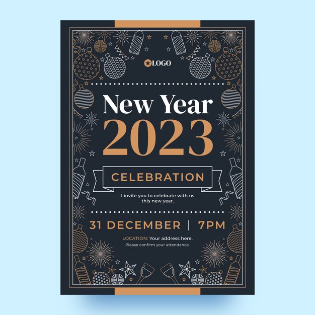 Modello di invito alla celebrazione del nuovo anno 2023