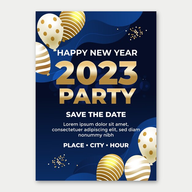 Modello di invito alla celebrazione del nuovo anno 2023