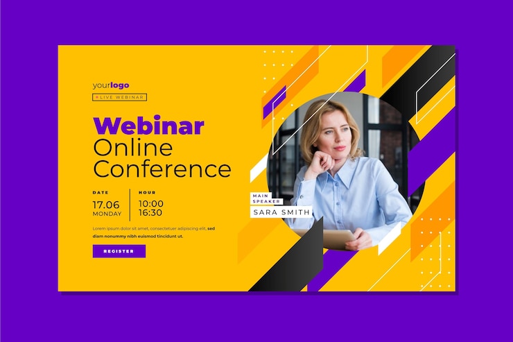 Vettore gratuito modello di invito banner webinar