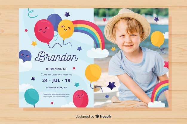 Modello di invito colorato compleanno
