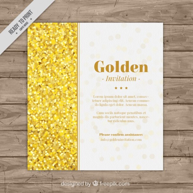 Vettore gratuito modello di invito con confetti dorati