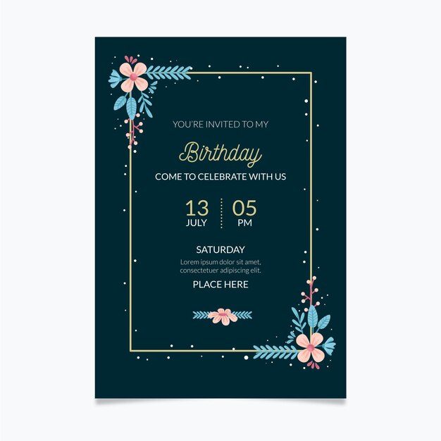 Modello di invito di compleanno elegante
