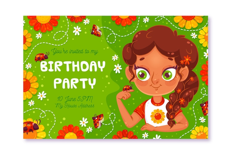 Vettore gratuito modello di invito di compleanno per bambini