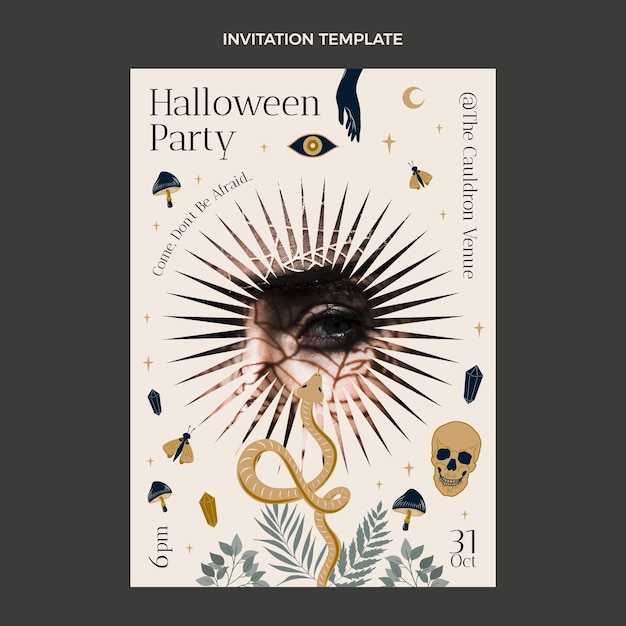 Modello di invito di halloween disegnato a mano