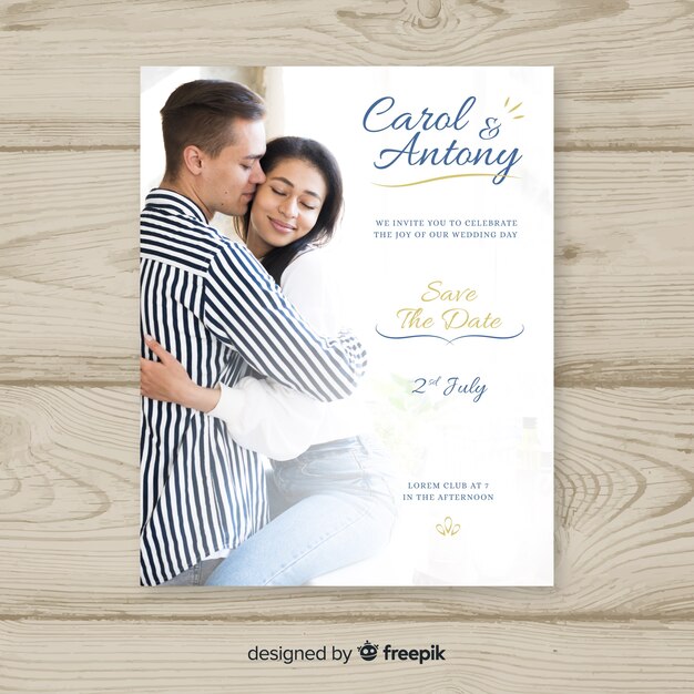 Modello di invito di matrimonio con foto