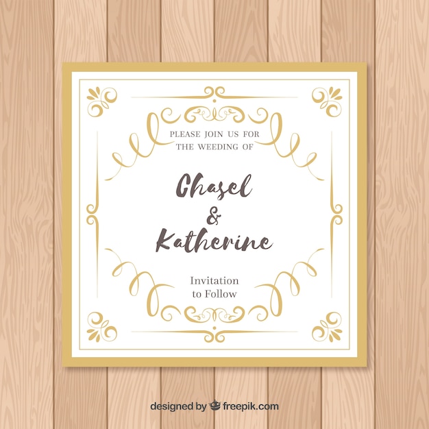 Modello di invito di matrimonio elegante con stile vintage