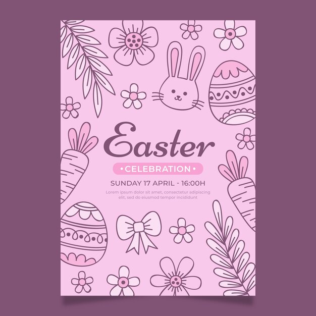 Modello di invito di Pasqua disegnato a mano