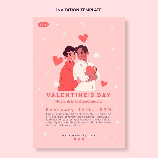 Modello di invito di San Valentino disegnato a mano