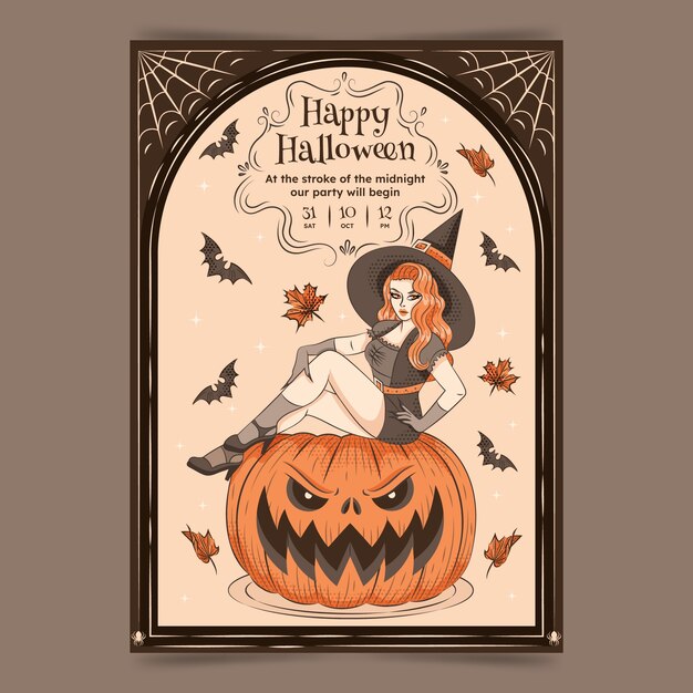 Modello di invito disegnato a mano per la stagione di Halloween