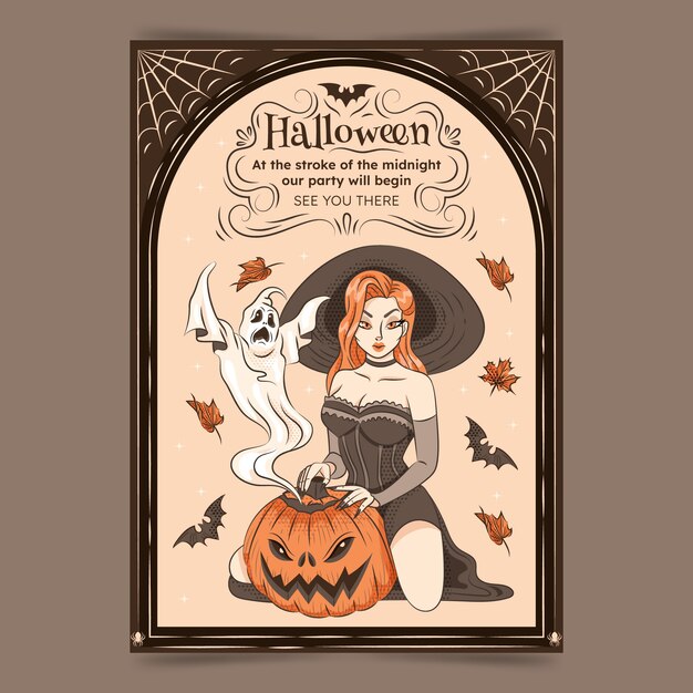 Modello di invito disegnato a mano per la stagione di Halloween