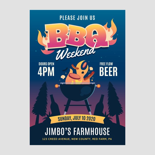 Modello di invito per barbecue estivo sfumato
