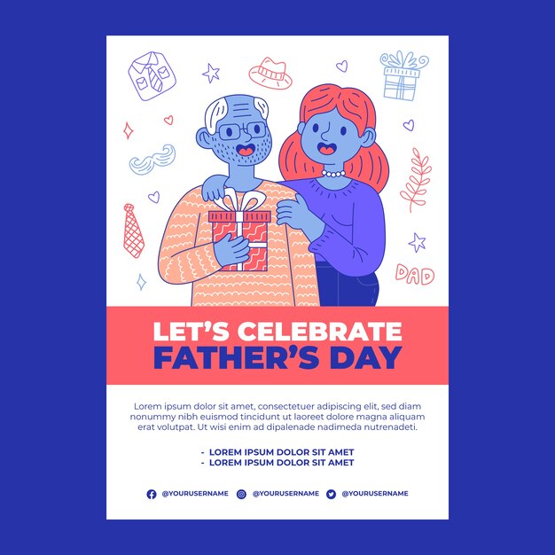 Modello di invito per la festa del papà disegnato a mano