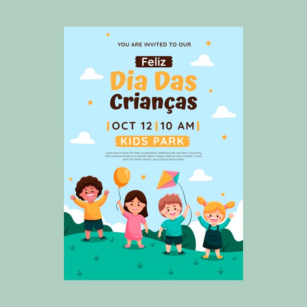 Modello di invito piatto dia das criancas