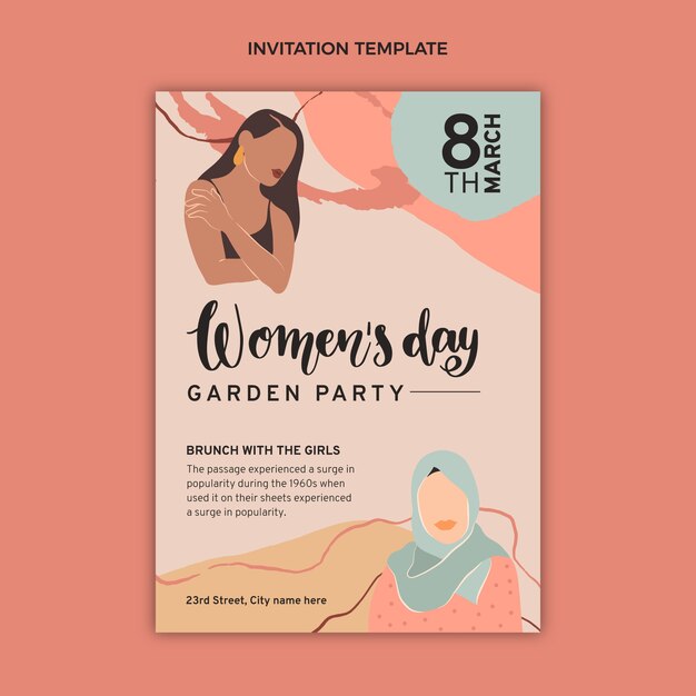 Modello di invito piatto per la festa della donna internazionale