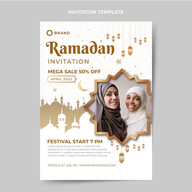 Modello di invito ramadan sfumato