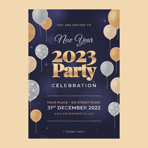 Modello di invito realistico di capodanno