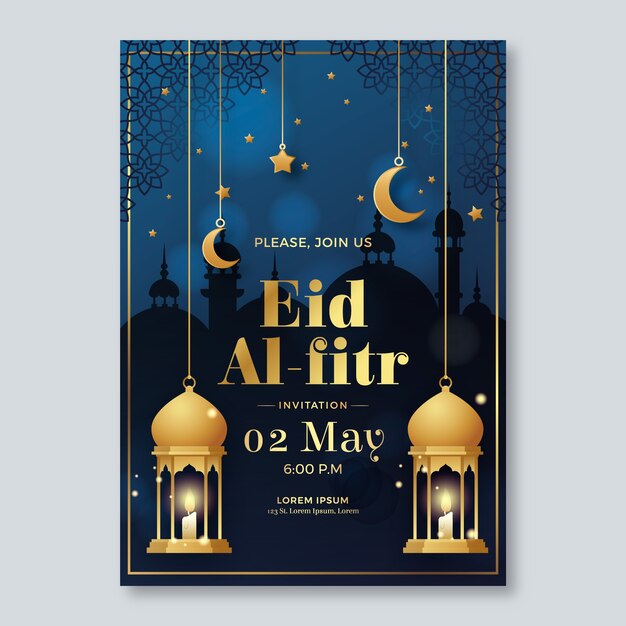Modello di invito sfumato eid al-fitr