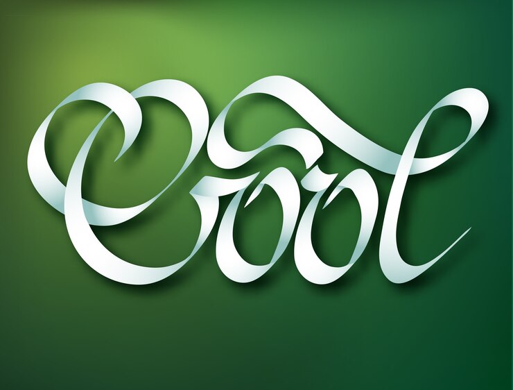 Vettore gratuito modello di iscrizione calligrafica con parola elegante bella elegante nastro cool sull'illustrazione verde