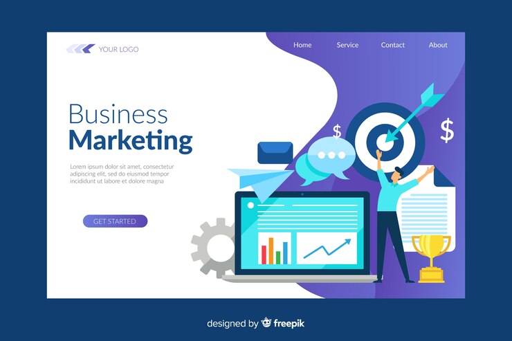 Vettore gratuito modello di landing page di marketing digitale