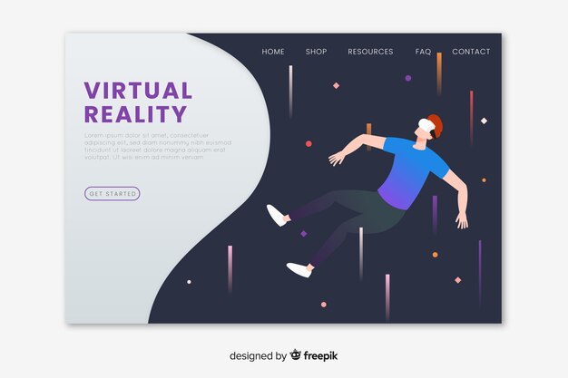 Modello di landing page di realtà virtuale