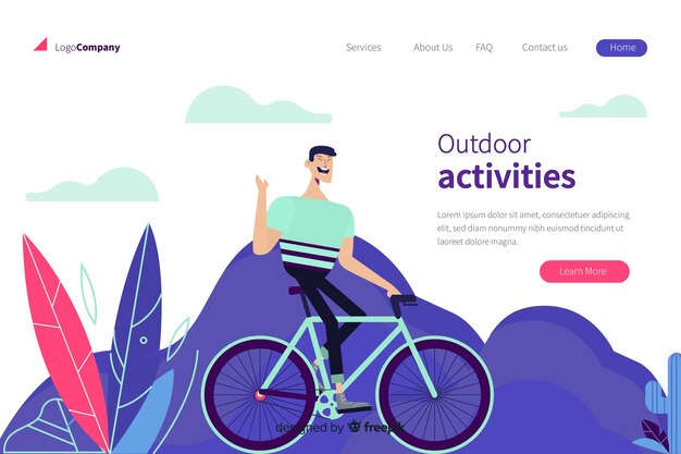 Modello di landing page per attività all'aperto