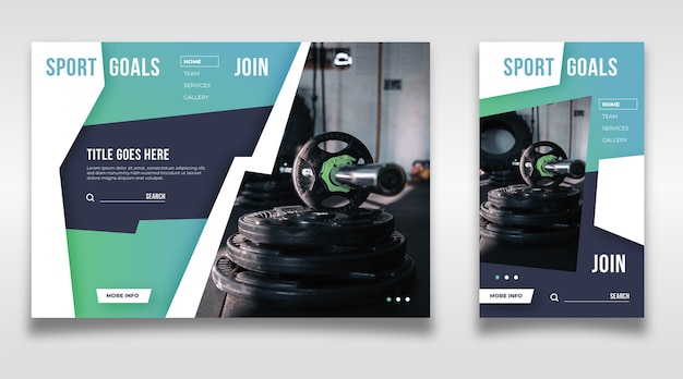 Modello di landing page sportiva con foto