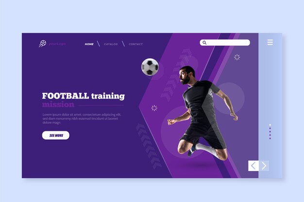 Modello di landing page sportiva con foto