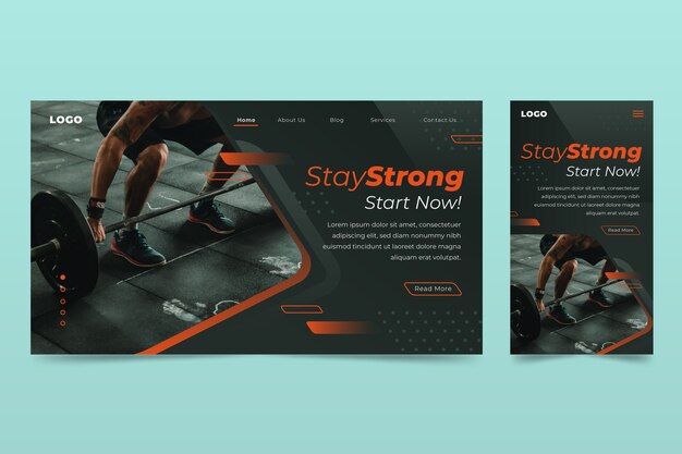 Modello di landing page sportiva