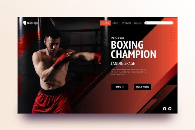 Modello di landing page sportiva