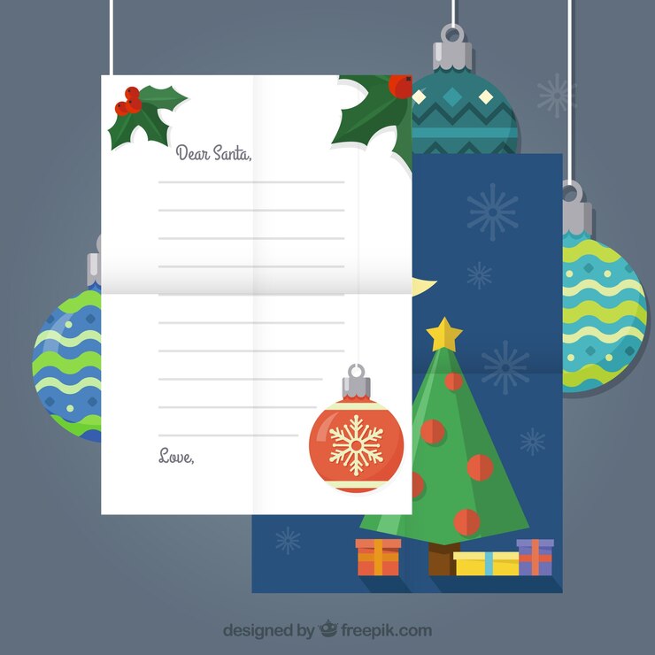 Vettore gratuito modello di lettera con un albero di natale