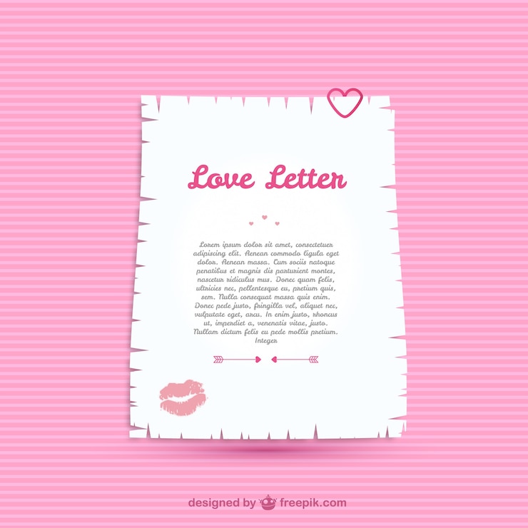 Vettore gratuito modello di lettera di amore