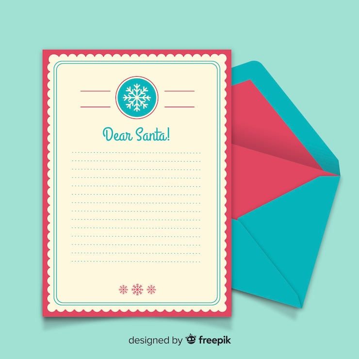 Vettore gratuito modello di lettera semplice di babbo natale